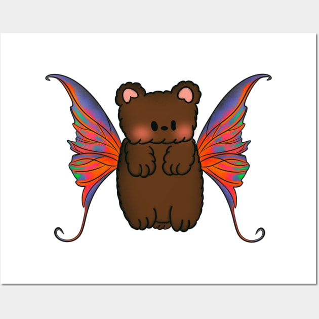 Fairy Teddy Bear with Colorful Tie Dye Wings Wall Art by Ethereal Vagabond Designs